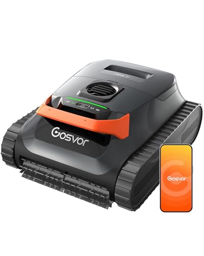 (2026 Neu) Gosvor Poolroboter Wand und Boden, Wasserlinie, Flachzone 4-in-1, Bis zu 200 Min. Laufzeit, Leichtgewicht 6,9 KG, 3μm Ultrafeiner Filter, Poolsuager Akku für Pools bis zu 200 m², Orange