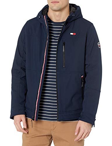 Tommy Hilfiger Herren Softshelljacke mit Sherpa-Futter, Midnight Tech, M