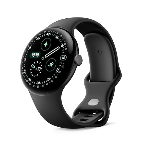 Google Pixel Watch 4 (45 mm) – Android-Smartwatch mit umfassendem Gesundheits- und Fitness-Tracking und Unterstützung von Gemini – Aluminiumgehäuse in Matte Black – Sportarmband in Obsidian – WLAN