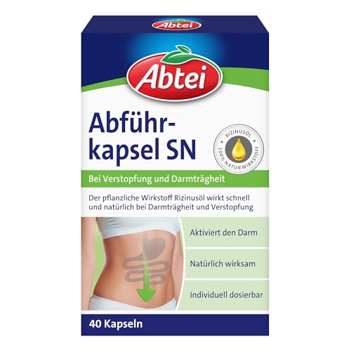 Abtei Abführkapseln - aktiviert den Darm bei Verstopfung und Darmträgheit - natürlich wirksam mit pflanzlichem Rizinusöl - 1 x 40 Weichkapseln