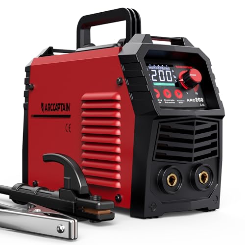 ARCCAPTAIN Schweißgerät ARC 200A mit LED-Anzeige SYN Steuerung, Elektroden Schweißgerät Stützen mit Lift TIG, Inverter Schweißgerät MMA IGBT, Tragbar und kompakt, Anti-Stick, Überhitzungsschutz