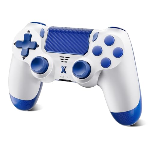 Glitfix Wireless Controller für PS-4, Game Controller kompatibel mit PS-4/Pro/Slim/PC Gamepad mit Turbo/Zurück Taste/Dual Vibration/6-Achsen Gyro Sensor/Touchpanel(Blau)