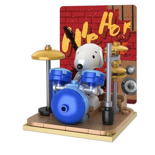 BlueBrixx Pro 107361 – Snoopy spielt Schlagzeug aus Klemmbausteinen mit 78 Bauelementen