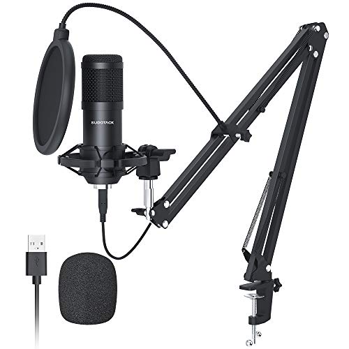 SUDOTACK USB Gaming Mikrofon, Professionelles Mikrofon PC Kondensator mit Arm, Popfilter, Mikrofonspinne für Podcasting, Streaming, Aufnahme, YouTube, Twitch, Home Studio, Voice-Off