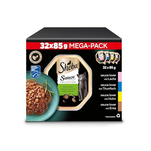 SHEBA Schale Nassfutter Multipack Mega-Pack Sauce Collection Feine Vielfalt MSC-Zertifiziert 32 x 85g