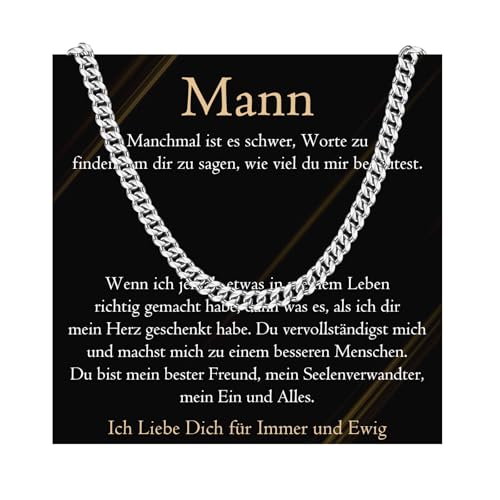 PDTU Geschenke für Männer, Edelstahlkette für Männer zum Valentinstag, Halskette an Meine Mann, Liebes Geschenk für Mann Herren zum Hochzeitstag Jahrestag Geburtstag Weihnachten