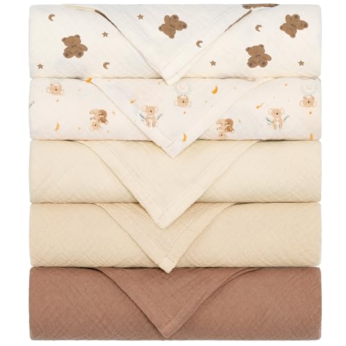 Yukkidds Mulltücher Baby Spucktücher, Musselin Tücher 5er Set 60x60 cm