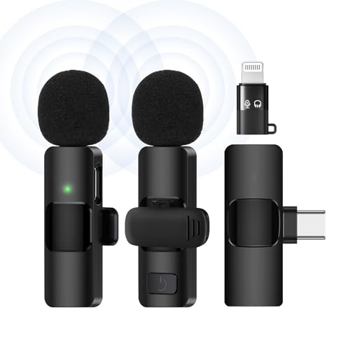 Anfyko Mikrofon Handy, Ansteckmikrofon Kabellos für iPhone & Android, Rauschunterdrückung,Reichweite von 20M, 16H Akkulaufzeit, Lavalier Mikrofon für YouTube, TikTok, Podcasts und Live-Streaming