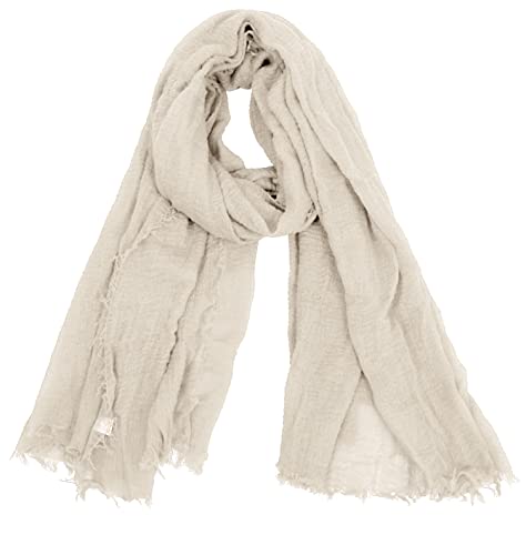 Van Der Rich ® - Schal mit fein gekreppter Oberfläche für Damen und Herren (88-Beige, One Size)