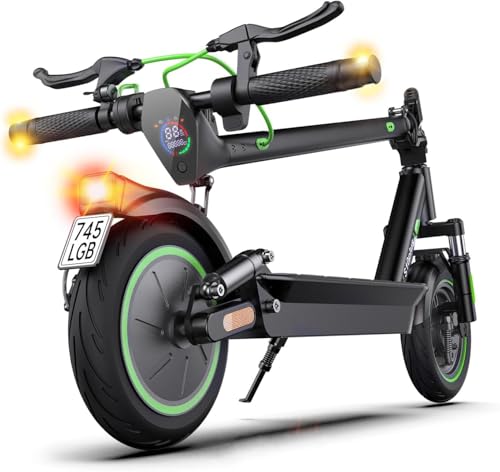 E Scooter mit Straßenzulassung | 10 Zoll Luftreifen | 500W | Max 60-80 km Reichweite, Faltbarer E Roller mit Blinker, Duales Bremssystem & Doppelter Dämpfung, APP, bis 120 kg