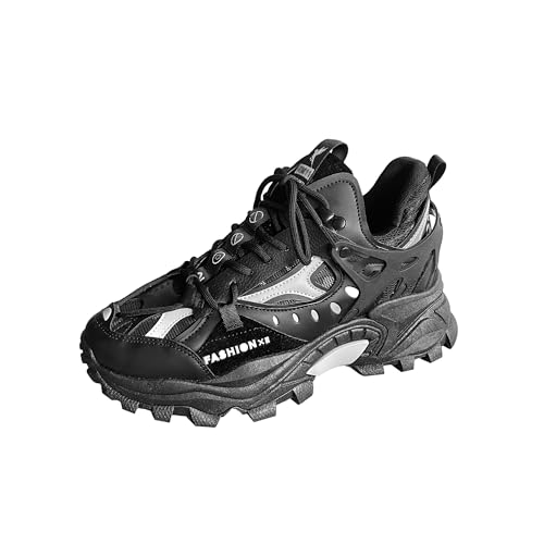 ZHOUPULP Herren Sportschuhe Mode Chunky Turnschuhe Casual Atmungsaktive Schuhe zur Erhöhung der Höhe 07 Schwarz EU 42