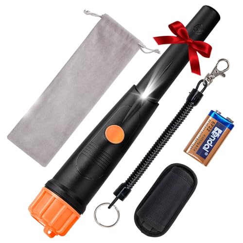 Metalldetektor Pinpointer - SUNPOW IP68 Komplett Wasserdicht 360° Suchen Metallsuchgerät mit Gürtel Holster, Summton Vibration Klang (DREI Modi), 9V Batterie & Samtbeutel Inklusive
