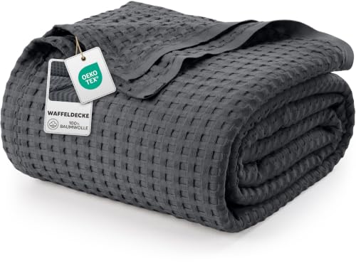 Utopia Bedding 100% Baumwolle Sommerdecke (228x182 cm, Anthrazit)