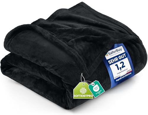 Utopia Bedding Kuscheldecke flauschig Fleecedecke [200x150 cm, Schwarz] leichte, Warm Winter Decke, Weich und atmungsaktive Decke für Bett Sofa und Couch