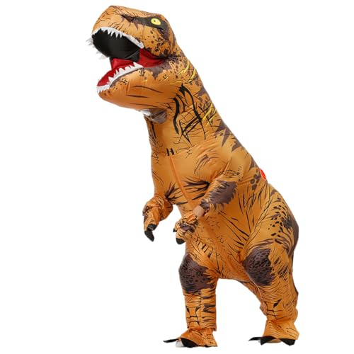 TO.BE.NO.1 Towards The First Aufblasbares Dinosaurier-Kostüm für Erwachsene, T-Rex, Dinosaurier-Kostüm, Erwachsene, lustig, Cosplay, Halloween, Braun