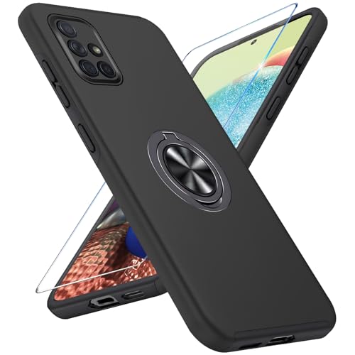 Vaki Handyhülle für Samsung Galaxy A71 4G Hülle mit Schutzfolie, Schutzhülle Galaxy A71 4G Case mit Magnetischer Ring Ständer Kratzfest Fallfestigkeit Stoßfest für Samsung A71 4G Cover (Schwarz)