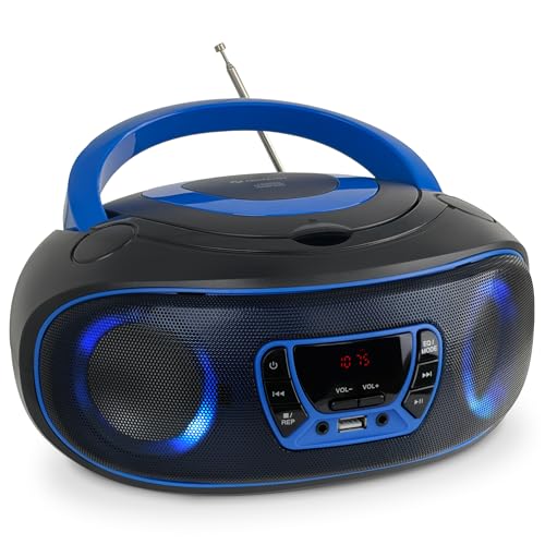 Denver TCL-212BT CD-Player Boombox Bluetooth USB FM-Radio Blau