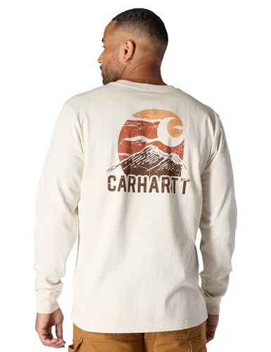 Carhartt Herren-T-Shirt, lockere Passform, schwer, langärmelig, Berggrafik, Malt, L