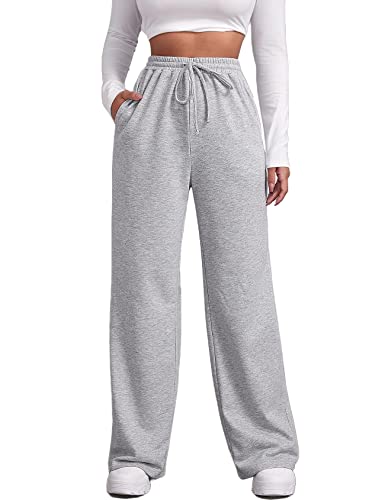 FACDIBY Jogginghose mit weitem Bein für Damen, elastisch, hohe Taille, Kordelzug, lockere Hose mit Taschen