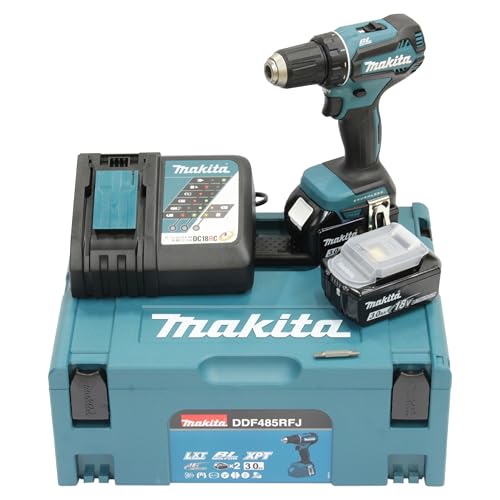 Makita DDF485RFJ Akku-Bohrschrauber 18V / 3,0 Ah, 2 Akkus + Ladegerät im MAKPAC