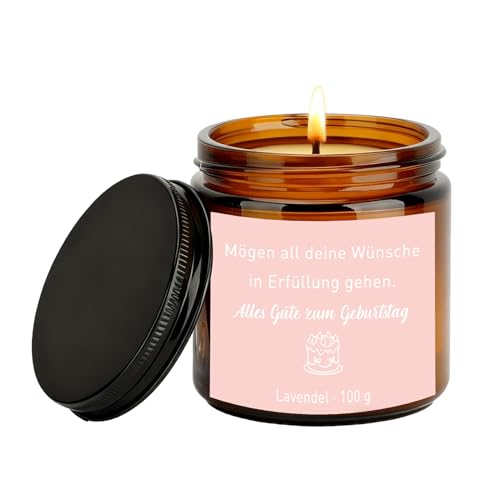 Kerze Geburtstagsgeschenk für Frauen Männer, Duftkerze Geschenk, 3.5OZ Lavendel Duftkerze im Glas mit Spruch aus Soja, Geburtstagsgeschenk für Beste Freundin Mama Schwester Papa Kollege Kollegin Oma