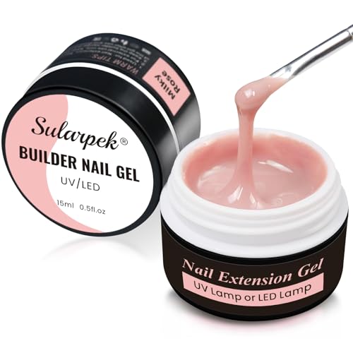 Sularpek Gel Nnägel, 2 Stück 15ml Aufbaugel für Gelnägel, Acrylgel für Nägel, UV Nagellack für Nägel Reparatur, Verstärkungsverlängerung für Nagelstudio (Milky Rose)