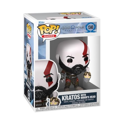Funko POP! Games: God of War Ragnarok - Kratos with Mimir's Head | Offizieller Fanartikel und Merch - Vinyl Sammelfigur als Regal Deko - Geschenkidee zum Geburtstag für Fans und Sammler