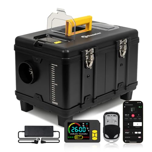 8kW Luft Dieselheizung, 12V/24V DC & 240V AC Diesel Standheizung 0,12–0,45 L/h mit APP & AC Adapter，Automatik-Start-Stopp und Belüftungsfunktion, Tragbare Dieselheizung für LKW, Transporter, Wohnmobil