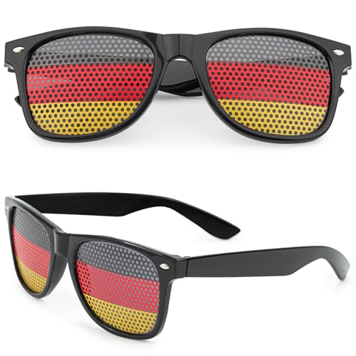 Em Fanartikel Deutschland, Fussball Em Fanartikel, 2 Stück Sonnenbrille mit Deutschland Design, Deutschland Brille Sonnenbrille Deutschland Fanartikel für Em Deutschland Fan (Deutschland)