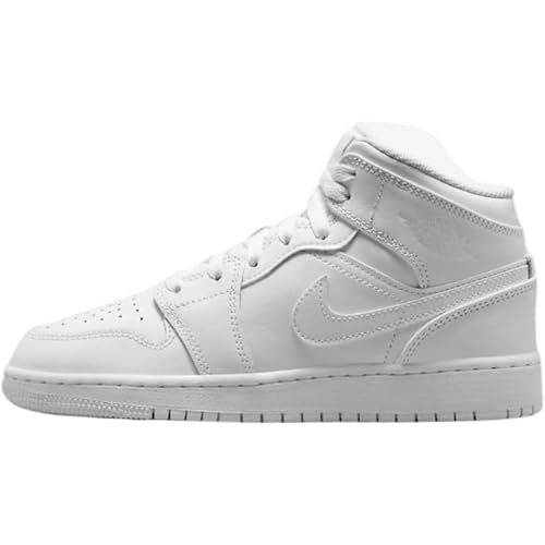 NIKE Air Jordan 1 Mid GS Grade Schulschuhe Sneaker Mode Schuhe, Weiß, 40 EU