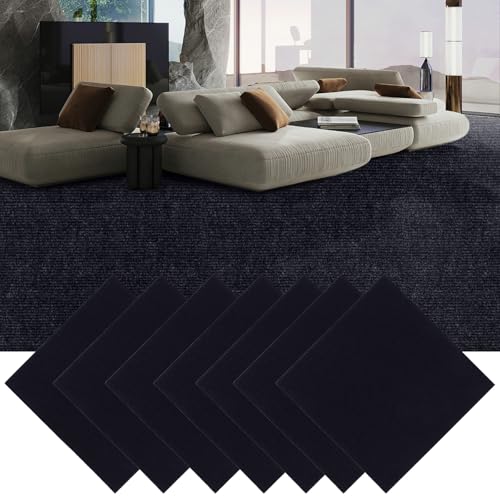 GBACHOOSE 30 Stück Teppichfliesen 30x30 cm, Teppichfliesen Selbstklebend, Teppichboden, Teppich Fliesen, Teppichfliesen Selbstliegend für Büro, Wohnzimmer, Balkon (Schwarz)