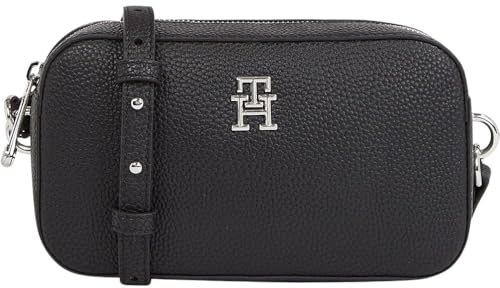 Tommy Hilfiger Damen Crossbody Bag Tasche Emblem Camera Bag Klein, Schwarz (Black), Einheitsgröße