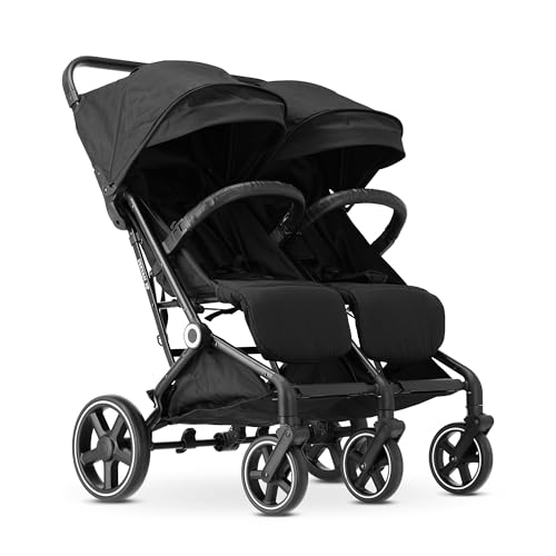 Deryan XP X2 Kinderwagen Buggy 2 in 1 - Buggy klein zusammenklappbar - Geburt bis 4 Jahre - Baby Wagen pro Sitz belastbar bis 22kg - Kinderbuggy klappbar - KOMPAKT & FALTBAR - Schwarz