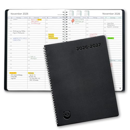 Terminplaner 2026 2027 von Smart Panda - Lehrerkalender & Schulplaner, Wochenplaner mit 30 Minuten Taktung – Akademischer Kalender Juli 2026 bis August 2027 - Softcover A4, auf Deutsch