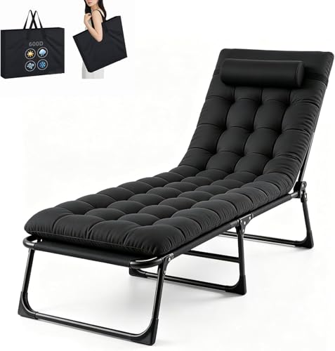 KernGut Folding Lounger Sonnenliege Klappbett, Schwarz, 1 Stück