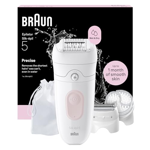Braun Silk·épil 5 Epilierer Damen, Einfache Haarentfernung, Langanhaltend Glatte Haut, Nass und Trocken, Ladyshaver, Wasserdicht — Inkl. Rasieraufsatz, Trimmeraufsatz und Peelingbürste — 5-060, Pink