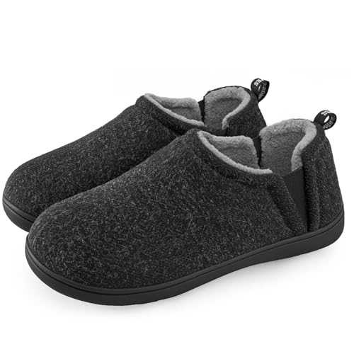 Snug Leaves Herren Fuzzy Kunstwolle Memory Foam Hausschuhe Anti-Rutsch warm Kunst-Sherpa Hausschuhe mit Doppelseitigen elastischen Einsätzen grau,42/43