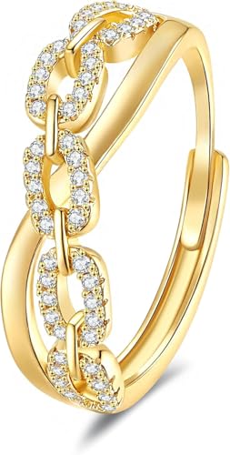 THALASIENE Golden&Silber Ringe,Verstellbarer Frauen Ring mit Schmuckbox,Ringe Gold Damen,Freundschaftsringe,Promise Ring,316 Edelstahl mit 18K Goldbeschichtung