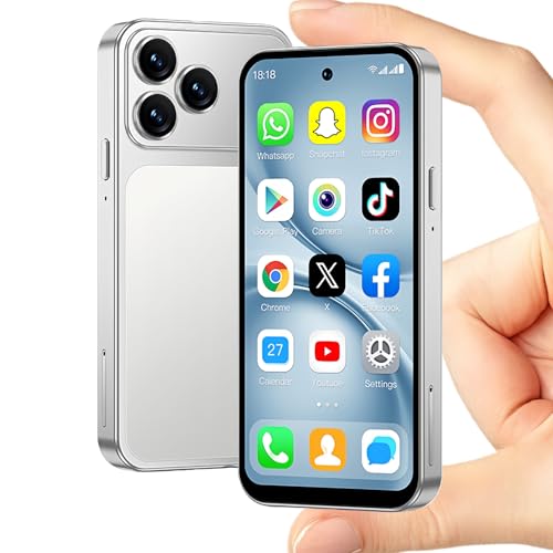 viqee Mini Smartphone mit HD Display 3+64 GB, Dual-SIM Android Handy,Perfekt für Kinder,Schüler und Studenten Kompaktes Touchscreen-Smartphone,Silber