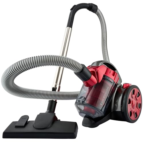 Clatronic BS 1308 Eco-Cyclon Twin-Spin Bodenstaubsauger, beutellose Filtertechnik, Hoch-Effizienz-Partikel-Luftfilter, Metall-Teleskoprohr rot