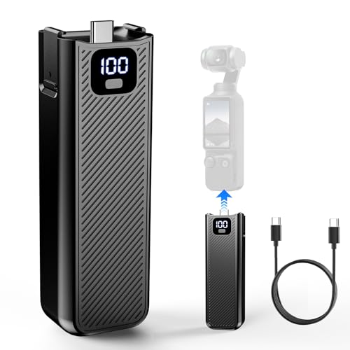Upgrade Batteriegriff für DJI Osmo Pocket 4/Pocket3 & Xtra Muse, 5000mAh Akkuverlängerung, 22,5W PD Schnellladung, LED-Anzeige, 1/4