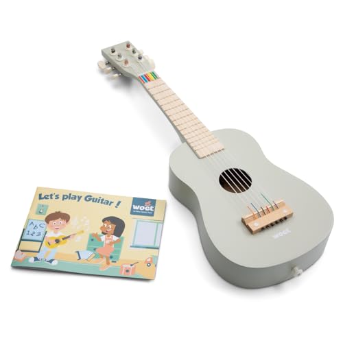 Woet Beige Holz-Gitarre mit 6 Nylonsaiten und Liederbuch
