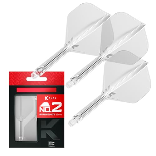 Target Darts K Flex Integrierter Dart-Flug und -Schaft, Nr. 2 Klar (Mittelstufe) | 3er-Pack K-Flex - No 2, Präzisionsgeformte 2-in-1 Dart-Flüge und Dart-Schaft | Professionelles Dart-Zubehör