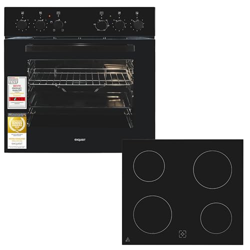 Exquisit Herd-Set EHE5246 mit Glaskeramikkochfeld, 59 L, Schwarz