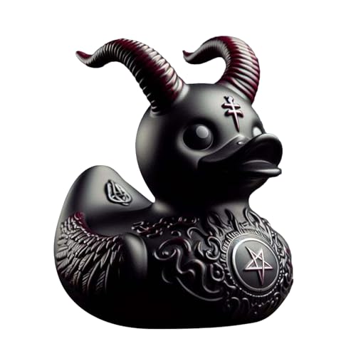 Generisch Duckieville Enten Statue Schwarz Rocker Enten Skulptur Sammlerstück Gothic Punk Enten Figur Satan Ente Tisch Deko Geschenk Für Gothic-Liebhaber, TR2JDJK33Q65IIOTA813