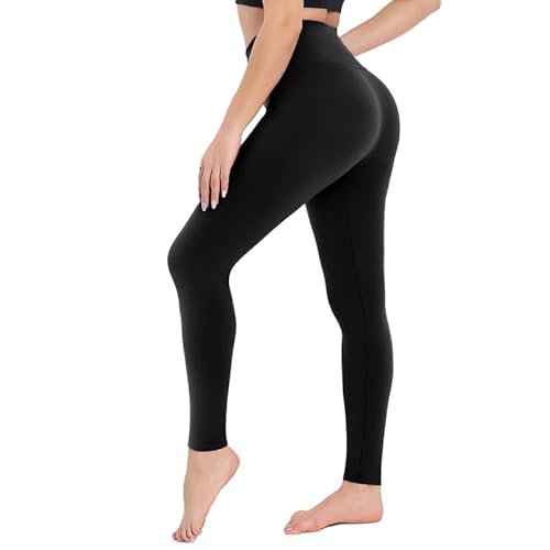 CAMPSNAIL Leggings Damen High Waist Blickdicht Leggins für Sport Yoga Gym (1er Pack- Schwarz,S-M