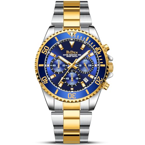 HANPOSH Herren Uhr Uhren Herren Chronographen Edelstahl Wasserdicht Armbanduhr Quarz Uhren mit Datum Business Casual Uhr für Männer