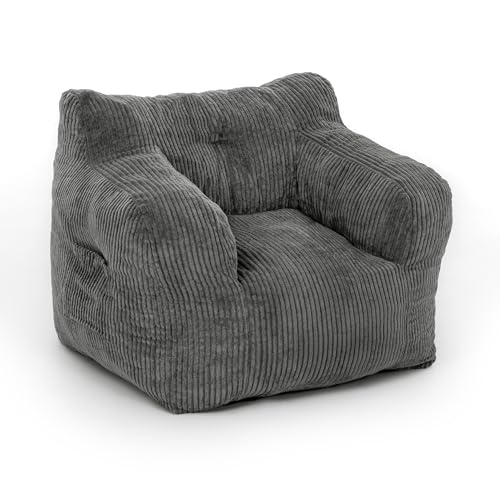 Pamapic Sitzsack, Sitzsack Erwachsene mit Füllung, Bean Bag Chair mit Tragbarem Griff, Modernes Ergonomisches Bean Bag, Indoor Sitzsäcke Stuhl für Wohnzimmer, Schlafzimmer, Spielzimmer, Grau