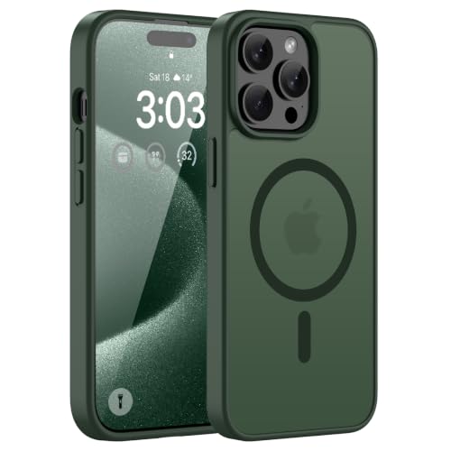 ORDA Magnetische Hülle für iPhone 15 Pro, Kompatibel mit MagSafe, Grün