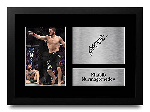 HWC Trading Khabib Nurmagomedov MMA Gifts gedrucktes Autogramm Bild für UFC Fanartikel-Fans – A4 gerahmt